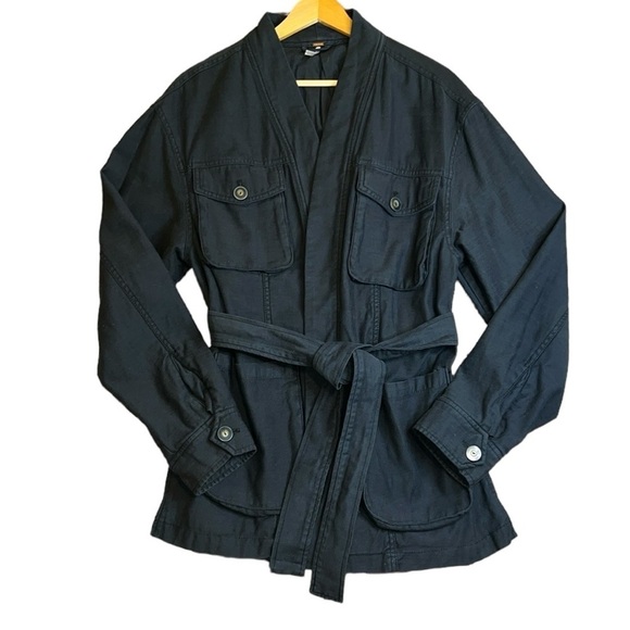 {EUC Free People In Our Nature Washed Black Tie Waist Cargo Jacket Medium} - Picture 4 of 13